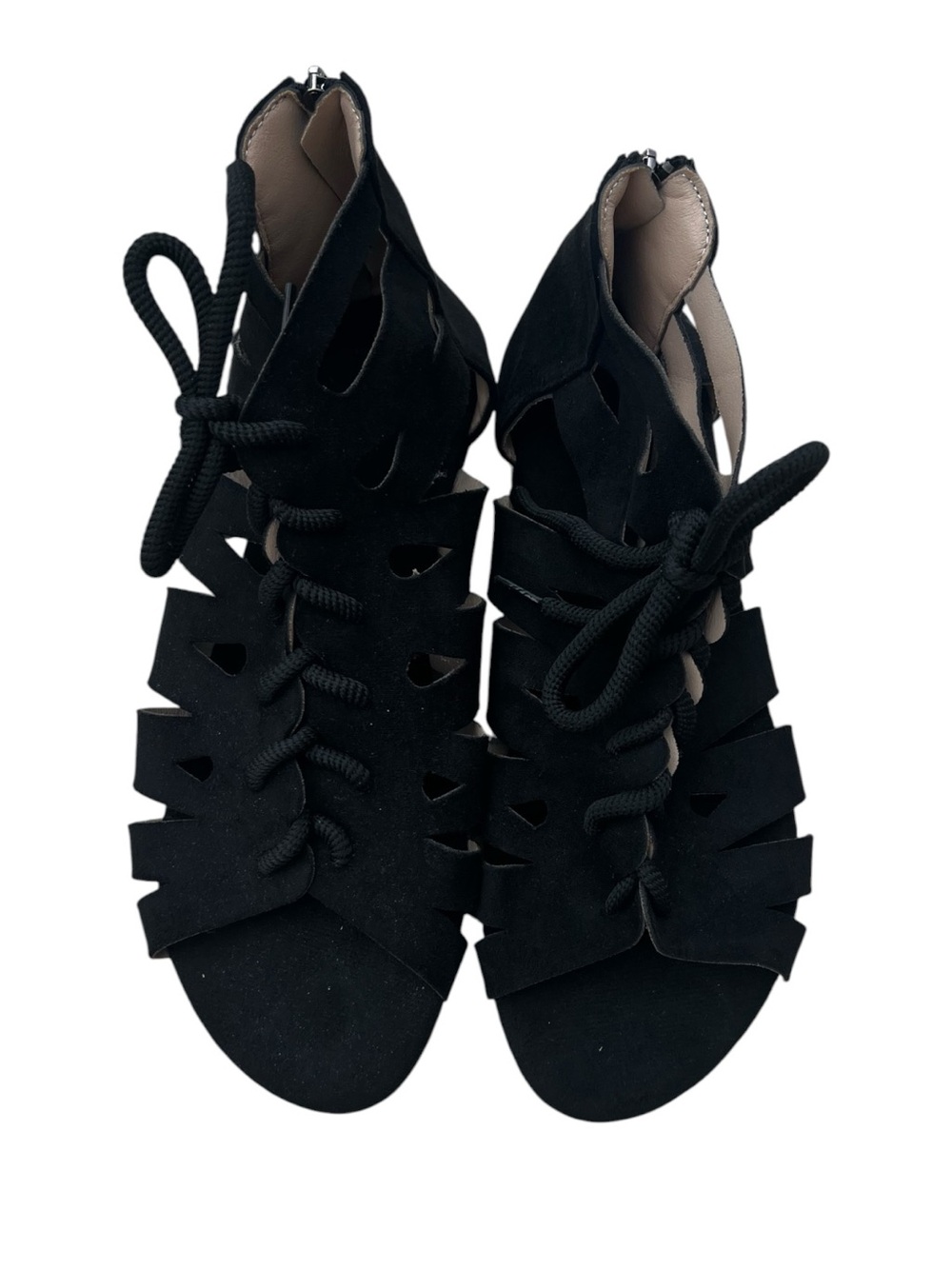 Women's Black Lace-Up Cutout Sandals - Unbranded Size 43 (US 11/12)